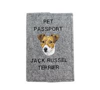 Art-Dog Dog Passport Cover - Handmade Felt Cover with Embroidered Pattern - Veterinary Pet Travel Passport Holder for Dogs - 17x12,5cm - Jack Russel Terrier