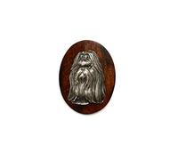 Art-Dog Dog Show Ring Clip Number Holder - Brooch with Clip Dog Show Exhibit Number Holder - Handmade Dog Show Accessory - Dog Tag Clip 7x5cm - Shih-Tzu longhaired I