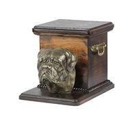 Art-Dog Handmade Custom Dog Memorial Urn - Cold Cast Bronze Dog Head on Birch Base - Long-Lasting Personalized Dog Cremation Box - 19cmx31cmx22cm - Dogue de Bordeaux