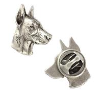Art-Dog Unique Edition Silver Dog Pin Badge Elegant Casket - Silver-Plated Handmade - Brooches Women - Silver Brooch Jewelry - Doberman I - 2x1,8x3cm