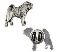 Art-Dog Unique Edition Silver Dog Pin Badge Elegant Casket - Silver-Plated Handmade - Brooches Women - Silver Brooch Jewelry - Shar pei - 2,2x2,1x2,5cm