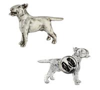 Art-Dog Unique Edition Silver Dog Pin Badge Elegant Casket - Silver-Plated Handmade - Brooches Women - Silver Brooch Jewelry - Bull Terrier I - 2,5x3,3x4cm