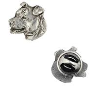 Art-Dog Unique Edition Silver Dog Pin Badge - Silver-Plated Handmade - Brooches Women - Funny Pins - Silver Brooch Jewelry - American Staffordshire Terrier - 1,8x1,7x3cm