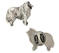 Art-Dog Unique Edition Silver Dog Pin Badge - Silver-Plated Handmade - Brooches Women - Funny Pins - Silver Brooch Jewelry - Collie - 2,1x2,2x5cm