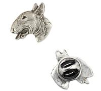 Art-Dog Unique Edition Silver Dog Pin Badge - Silver-Plated Handmade - Brooches Women - Funny Pins - Silver Brooch Jewelry - Bull Terrier II - 1,8x2,1x4,5cm