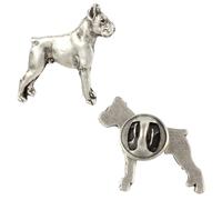 Art-Dog Unique Edition Silver Dog Pin Badge - Silver-Plated Handmade - Brooches Women - Funny Pins - Silver Brooch Jewelry - Boxer II - 2,2x3x3cm