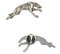 Art-Dog Unique Edition Silver Dog Pin Badge - Silver-Plated Handmade - Brooches Women - Funny Pins - Silver Brooch Jewelry - Greyhound - 1,8x4,2x4,5cm