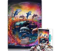 Art Dolphin Adult Jigsaws 1000 Piece,Educational Game Challenge Toy Wall Decoration Unique Birthday And Xmas Gifts (50x75cm)
