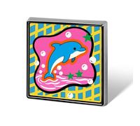 Art Dolphin Bubble Lapel Pin for Men Brooches And Pins for Women Square Metal Badge for Shirts, Jackets, Hats | Durable Fashion Accessory & Gift for Men, Women, Events