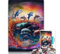 Art Dolphin JigsawPuzzle 1000 Pieces for Teenagers,Educational Games Home Decoration Deal As Gifts for The Whole Family (38x26cm)