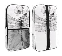 Art Dragonfly Decorated with Exotic Orchids Pickleball Paddle Cover with Mesh Pocket for Accessories, Fits 2 Paddles and 4balls