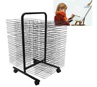 Art Drying Rack,50-Shelf Mobile Art Drying Rack - Double-Sided Wire Drying Shelf on Wheels, Foldable Floor-Standing Storage Rack for Artists, Space-Saving Desig