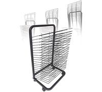 Art Drying Rack for Classroom - Mobile Multi-Sided Wire Shelves Stackable Stainless Steel Cart for Painting Craft and Canvas Artwork Storage 25-Layer Flexible Design