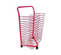 Art Drying Rack for Classroom,Mobile Paint Drying Rack with 16 Removable Shelves,Steel Canvas Storage with Locking Wheels for Studio and School(Red,85.5x44cm)