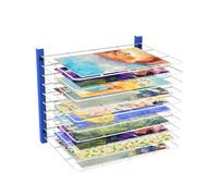 Art Drying Rack for Classroom,Wall Mountable,10 Removable Shelves,Art Storage Organizer, Keep The Studio Clean,Save Your Space,Sturdy Metal,Bule and White