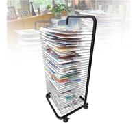 Art Drying Rack with 4 Wheels, Mobile Paint Drying Organizer for Artwork, Sturdy Canvas Storage Stand with 20 Removable Shelves for Classrooms and Studios