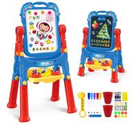 Art Easel for Kids - Adjustable Double-Sided Rotatable Magnetic White Board with Painting Accessories, Preschool Learning Toy for Boys 3-5 Years Old,Ideal Christmas Birthday Gift (Blue)