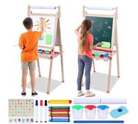 Art Easel for Kids - Art Easel for Toddlers,Wooden Kid Easels with Paper Roll - Adjustable Magnetic Double Sided Kids Dry Erase Board, Birthday Gifts for 1-12 Year Old Girls or Boys