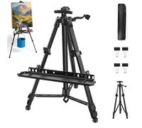 Art Easel for Sign, Black Aluminum Metal Tripod Stand - Adjustable Height 54 to 120cm for Table-Top/Floor Painting, Drawing, Display, Poster, Canvas,Metal Easel with Carrying Bag
