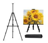 Art Easel for Sign, Iron Easel Stand with Portable Bag for Drawing, Display | Black Tripod Stand, Adjustable Height 17 to 66" for Table-Top/Floor Painting Drawing, Display, Poster, Canvas