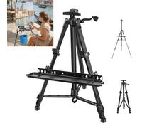 Art Easel Stand for Painting, Adjustable 54-120 cm, Folding Tripod Display Easel, Artist Stand Easel with Plastic Pallet, for Table-Top/Floor Painting, Drawing, Display, Poster