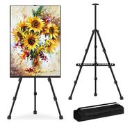Art Easel Stand for Painting Portable Metal Black Easels Adjustable 155cm Folding Tripod Display Ease with Portable Bag for Sign, Painting, Display, Poster, Canvas