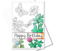 Art Eclect Birthday Coloring Cards for Adults, 10 Cards with Different Designs and 10 White Envelopes (Birthday/10)