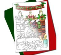 Art Eclect Christmas Coloring Cards for Adults, 10 Unique Cards, 5 Red and 5 Green Envelopes Included (Christmas F1/10)