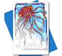 Art Eclect Colouring Cards for Adults, Nature Greeting and Thank You Note Cards, Zentangle Ocean Designs, 10 Different Designs with Blue Envelopes Included (Under the Sea KR10)