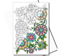 Art Eclect Coloring Greeting and Thank You Note Cards for Adults with Decorative Floral Designs (10 Cards With 10 Different Unique Designs and 10 White Envelopes, Set Deco10/White)