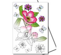 Art Eclect Floral Colouring Cards, Colour Your Own Cards for All Occasions, 10 Designs with Envelopes, (Set Flowers B/White)