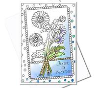 Art Eclect Just to Say Note Cards, Colouring Cards for Adults, 10 Different Designs and 10 White Envelopes Included (Just-a-Note 10)