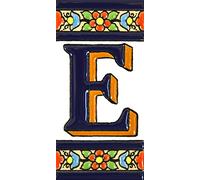 ART ESCUDELLERS House Letter Tile, Ceramic, 4.29" x 2.13", Letter E, Traditional Spanish Ceramic Style