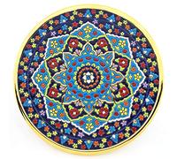 ART ESCUDELLERS WALL PLATE MODEL 8201, decorative ceramic plate for hanging handpainted with the dry rope (cuerda seca) technique GOLD OF 24 K (Carat). 28,5cm diameter.