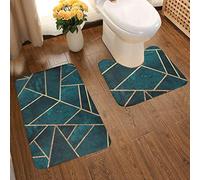 Art Fan-Design Soft Comfort Flannel Bathroom Mats Abstract Nature Emerald Green Non Slip Bath Mat Washable Entry Rugs 2pcs/Set Carpet Rugs