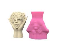 Art Figure Mold Flower Vase Molds Flower Human Shape Flexible Ornament Molds Unique Flowerpot Mold for Hand-Making Lover Silicone
