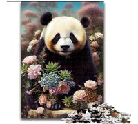 Art Flower with Panda 1000 Piece Jigsaw Puzzles for Teenagers, Educational Games Home Decoration Suitable for Desktop Decoration (50x75cm)