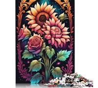 Art Flowers 1000 Pieces Puzzles for Teenagers Gifts Wooden Puzzle Jigsaws for Adults Home Educational Games DIY Toys 1000pcs (75x50cm)