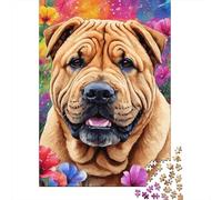Art Flowers Dogs Puzzle Family Fun Paper Rectangular Jigsaw Puzzle for Kids And Adults Age 12 Years Up Birthday Present 1000pcs (75x50cm)