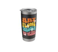 Art Flows Through My Veins Artsy Wavy Text Stainless Steel Insulated Tumbler