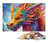 Art Flying Dragons 1000 Piece Jigsaw Puzzles for Adults Wooden Jigsaw Relaxing Entertainment, Home Decor 50x75CM/19.68x29.52inch
