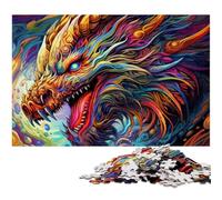 Art Flying Dragons 1000Pc Adults Jigsaw Puzzle cardboard Jigsaw Brain-Challenging DIY Decorative Game, Family Interactive Toy 26X38CM/10.23x14.96inch