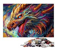 Art Flying Dragons Adult Jigsaw Puzzles 1000 Pieces Wooden Puzzles Brain Teaser Game for Teenagers, Perfect 50x75CM/19.68x29.52inch