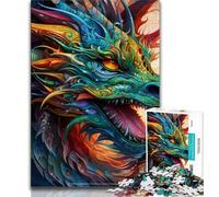 Art Flying Dragons Jigsaw Puzzles 1000 Pieces for Adults Teens,Staycation Kill Time with Fully Interlocking Randomly Shaped Pieces (38x26cm)