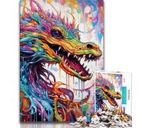 Art Flying Dragons Jigsaw Puzzles for Adults Teenagers Jigsaws Puzzle,Help The Brain Exercise Addictive Toys to Cultivate Patience Parent-child Interaction (38x26cm)