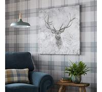 Art for the Home Autumn Stag Printed Canvas - Grey/Natural Wall Art - Autumnal Palette Stag Design - Feature Design - Cover for Small Cracks and Imperfections