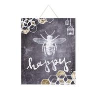Bee Happy Printed Canvas Art for the Home Black One Size