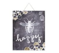 Art for the Home Bee Happy Printed Canvas in Black Art for the Home Black