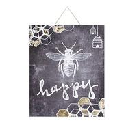 Bee Happy Printed Canvas Art for the Home Black One Size