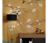 Superfresco Easy Birds & Blossom Ochre Print To Order 3m x 2.8m Mural | Wallpaper Roll